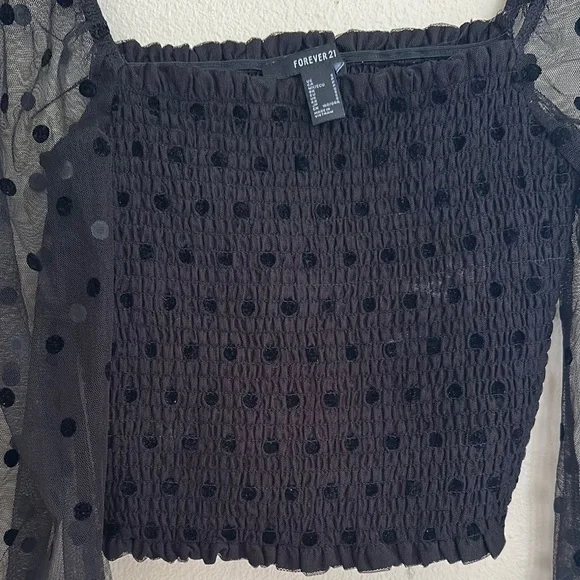 Forever 21 Black Mesh Sleeve Blouse - Picture 5 of 6